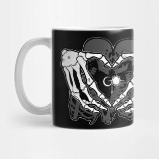 Sun and Moon - skeleton Heart, Skeleton Lovers, Dark Love, Death Cupids, Goth Love Mug